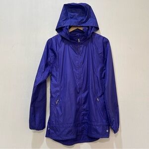 LAYER 8 RAIN LIGHTWEIGHT RUNNING WINDBREAKER HOODED JACKET VIOLET WOMENS Sz MD